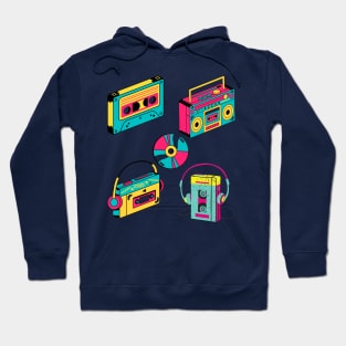 Music Retro art Colorful Cassettes tape Design Hoodie